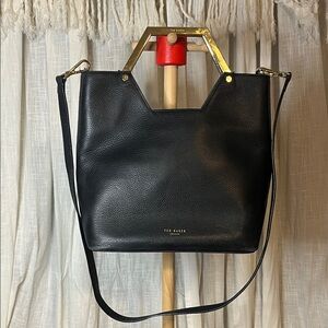 Ted Baker black Layah Leather and Suede Shopper